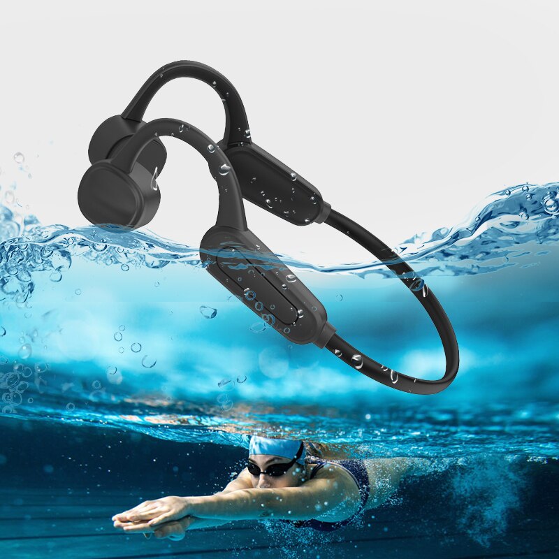 True Bone Conduction Headphones Swimming IPX8 Waterproof Bluetooth Wireless Headsets