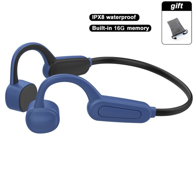 True Bone Conduction Headphones Swimming IPX8 Waterproof Bluetooth Wireless Headsets