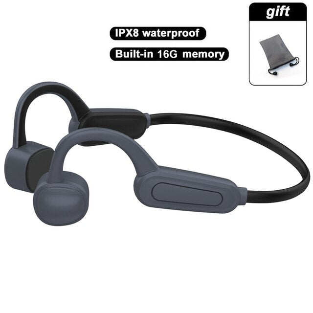 True Bone Conduction Headphones Swimming IPX8 Waterproof Bluetooth Wireless Headsets
