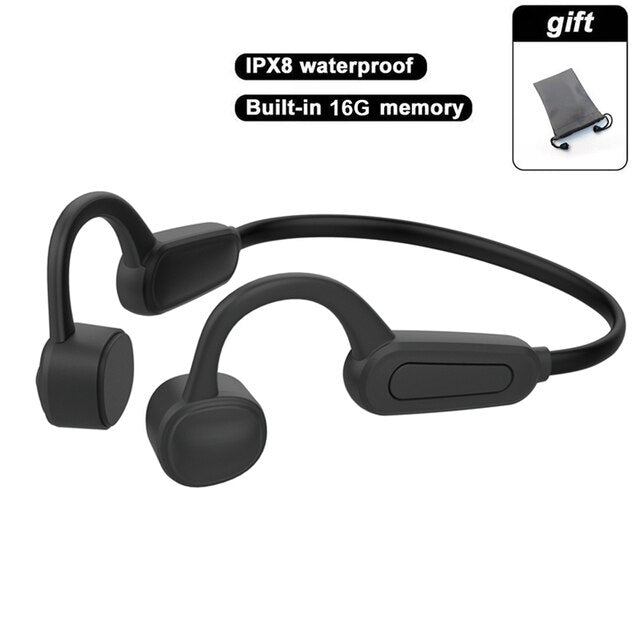 True Bone Conduction Headphones Swimming IPX8 Waterproof Bluetooth Wireless Headsets