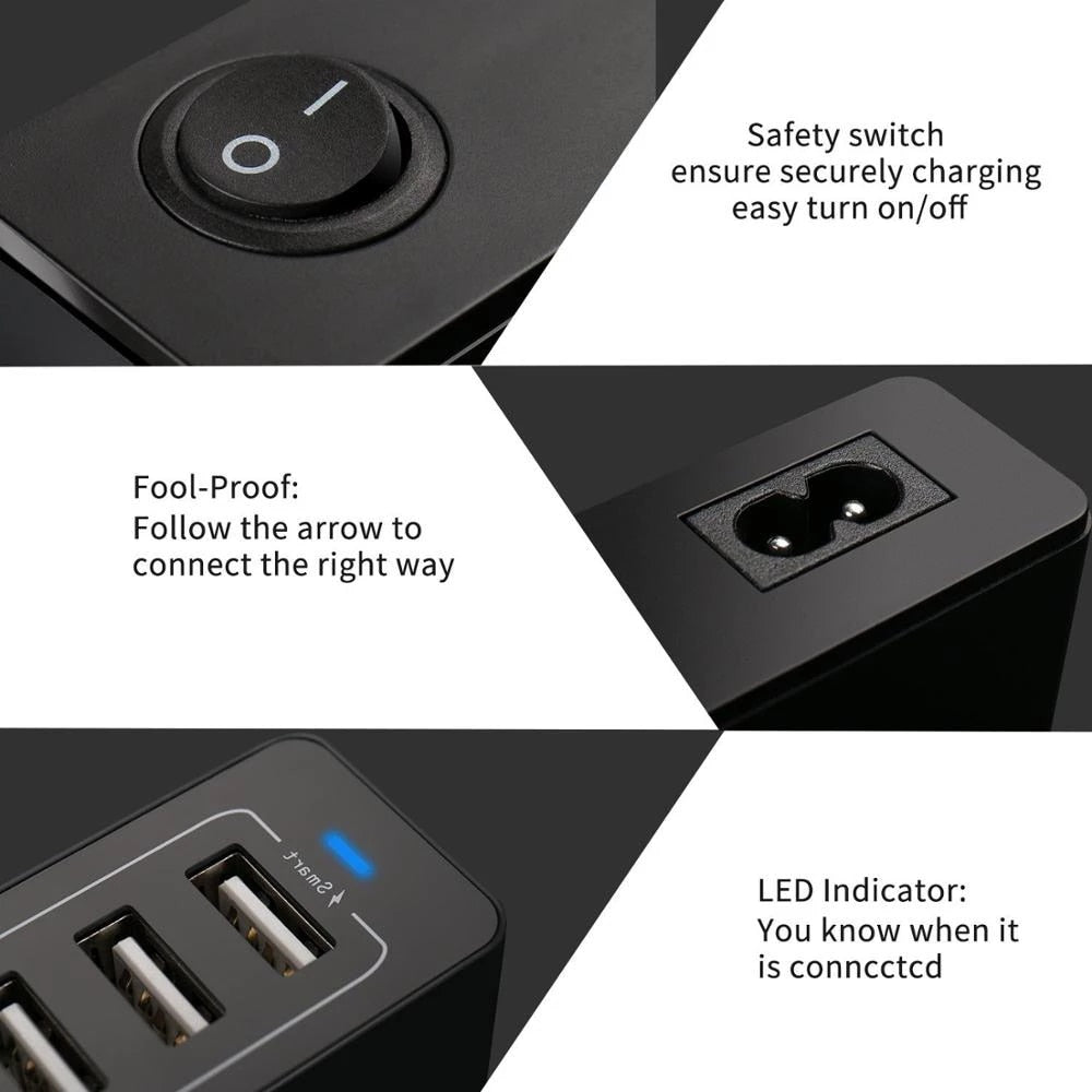 USB Quick Charger Station Dock with cable 50W US AU EU UK KR