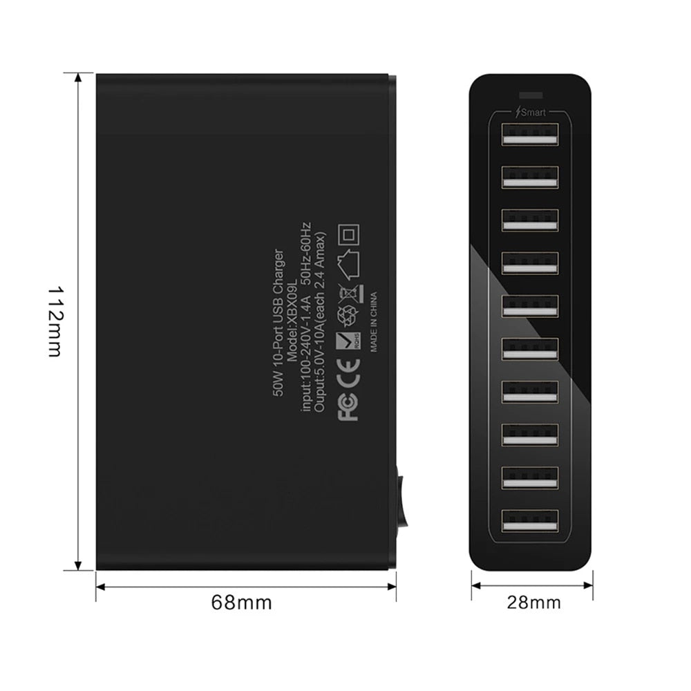 USB Quick Charger Station Dock with cable 50W US AU EU UK KR