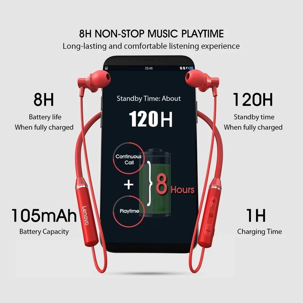 Lenovo Bluetooth Earphones HE05 Waterproof Sport Headset