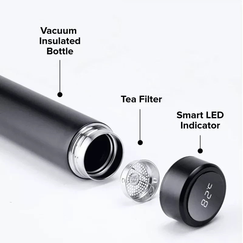 Stainless Steel Smart Water Bottle, Leak Proof, Double Walled, Keep Drink Hot &amp; Cold, LCD Temperature Display