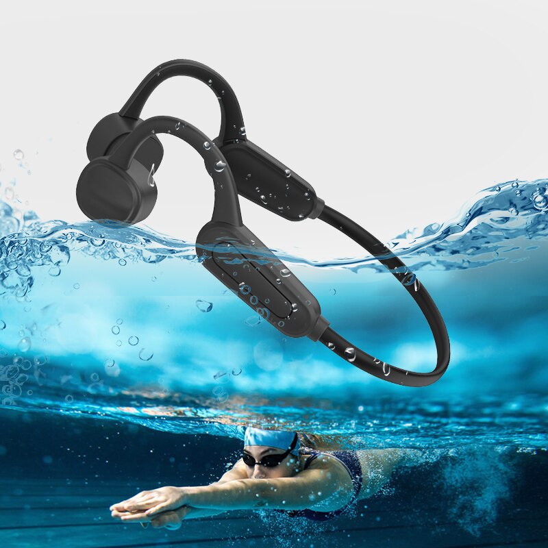 True Bone Conduction Headphones Swimming IPX8 Waterproof  Bluetooth Wireless Headsets